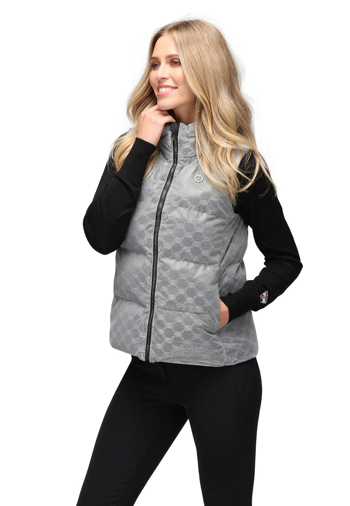 Poivre Blanc 1205 Puffer Gilet in Silver