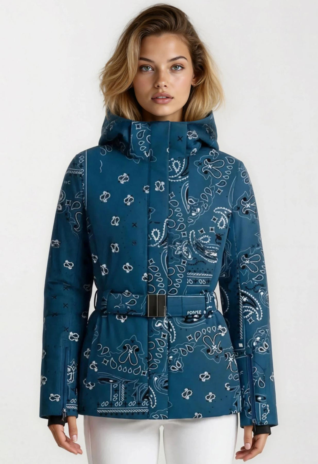 Poivre Blanc Belted Ski Jacket | Paisley Luxury Ski Wear for Women
