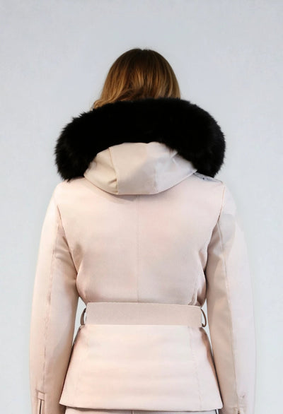 Kelly by Sissy Bailey Beige Ski Jacket with Fur Trimmed Hood