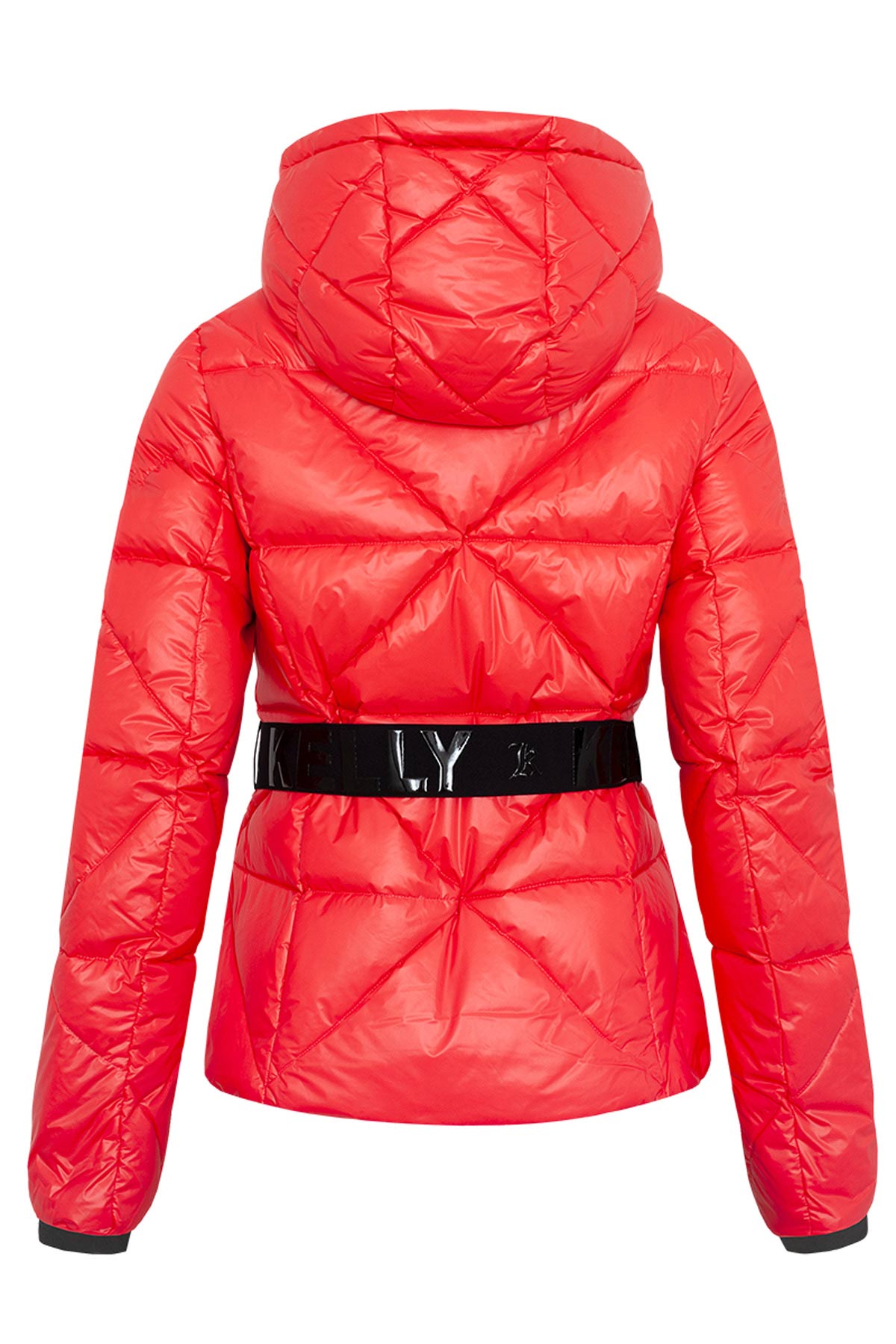 Kelly Eden Red Downfilled Ski Jacket with Belt and Hood