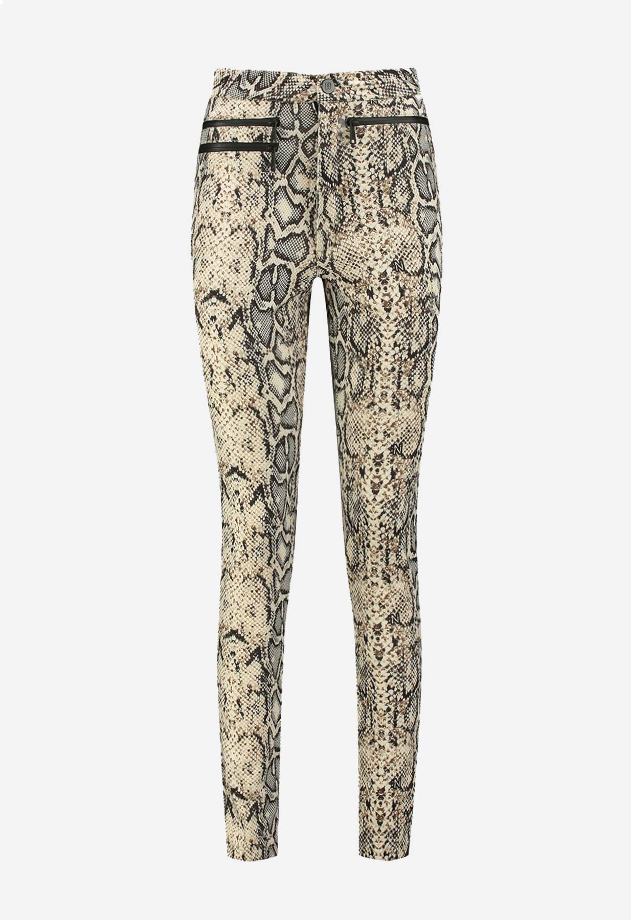 Nikkie Uri Slim Ski Pants with Stirrup in Snake Print