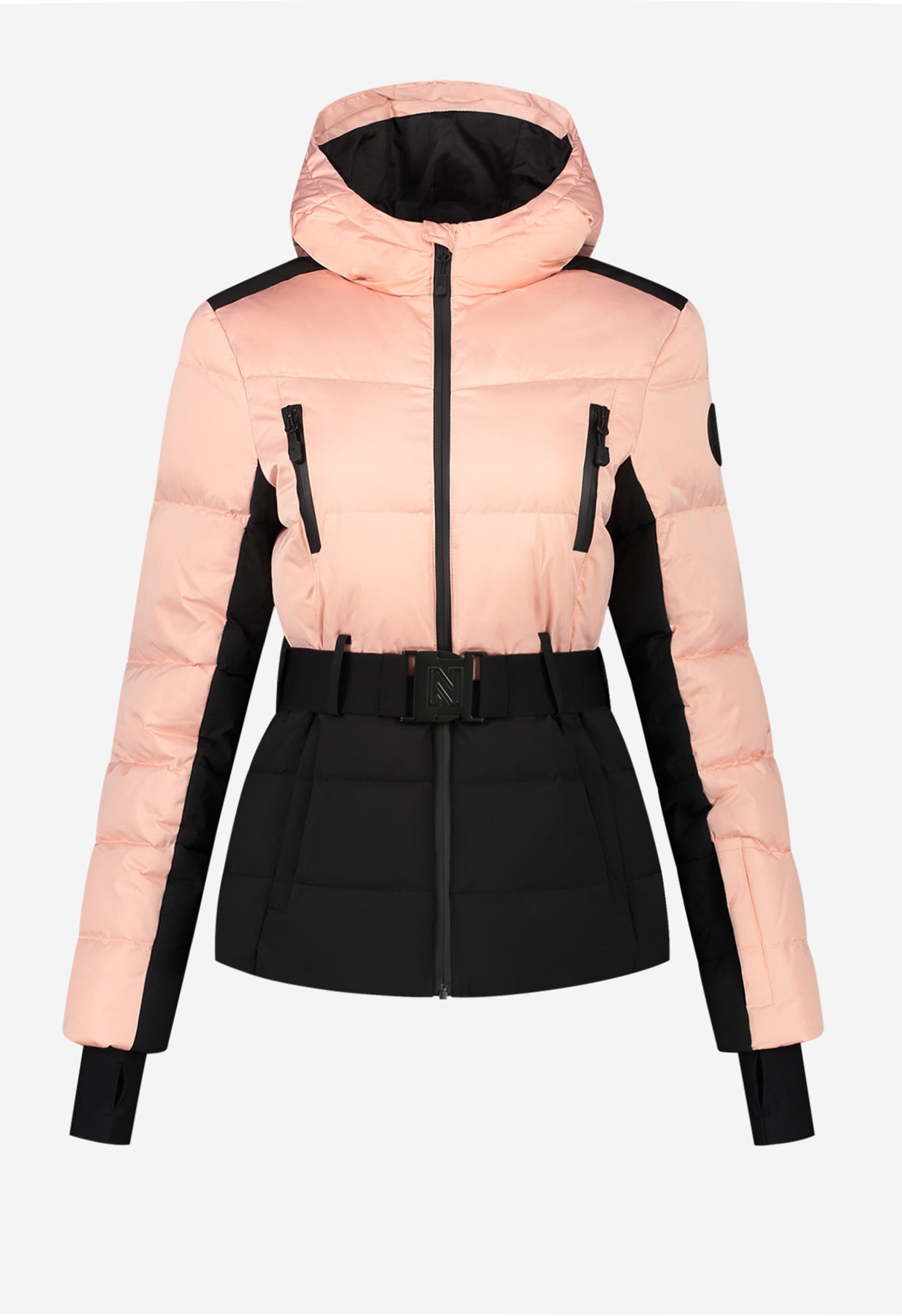 Nikkie Uriel Pink and Black Ski Jacket with Belt