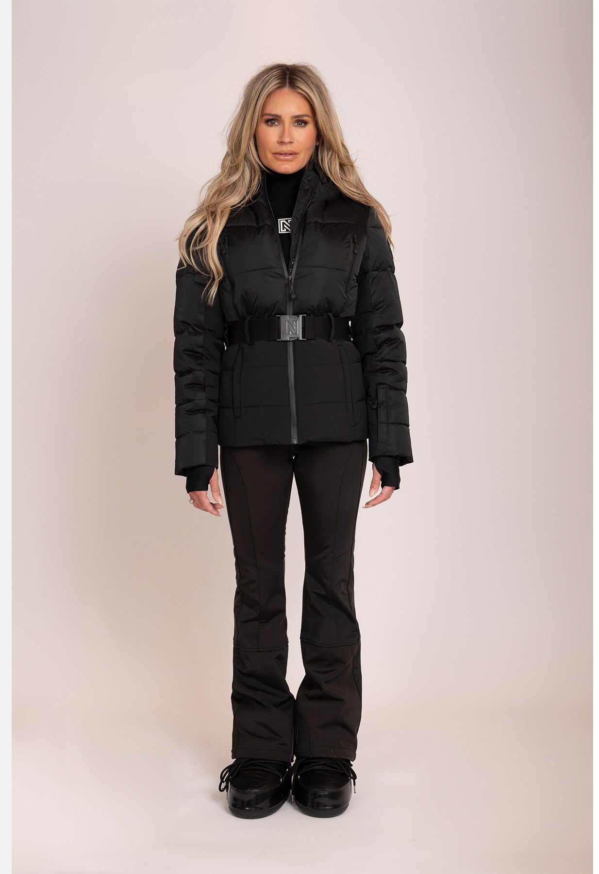 Nikkie Uriel Ski Jacket in Black with Belt