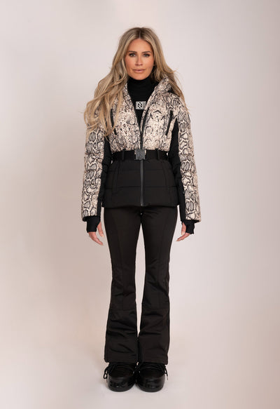 Nikkie Uriel Snake Pattern Ski Jacket with Belt