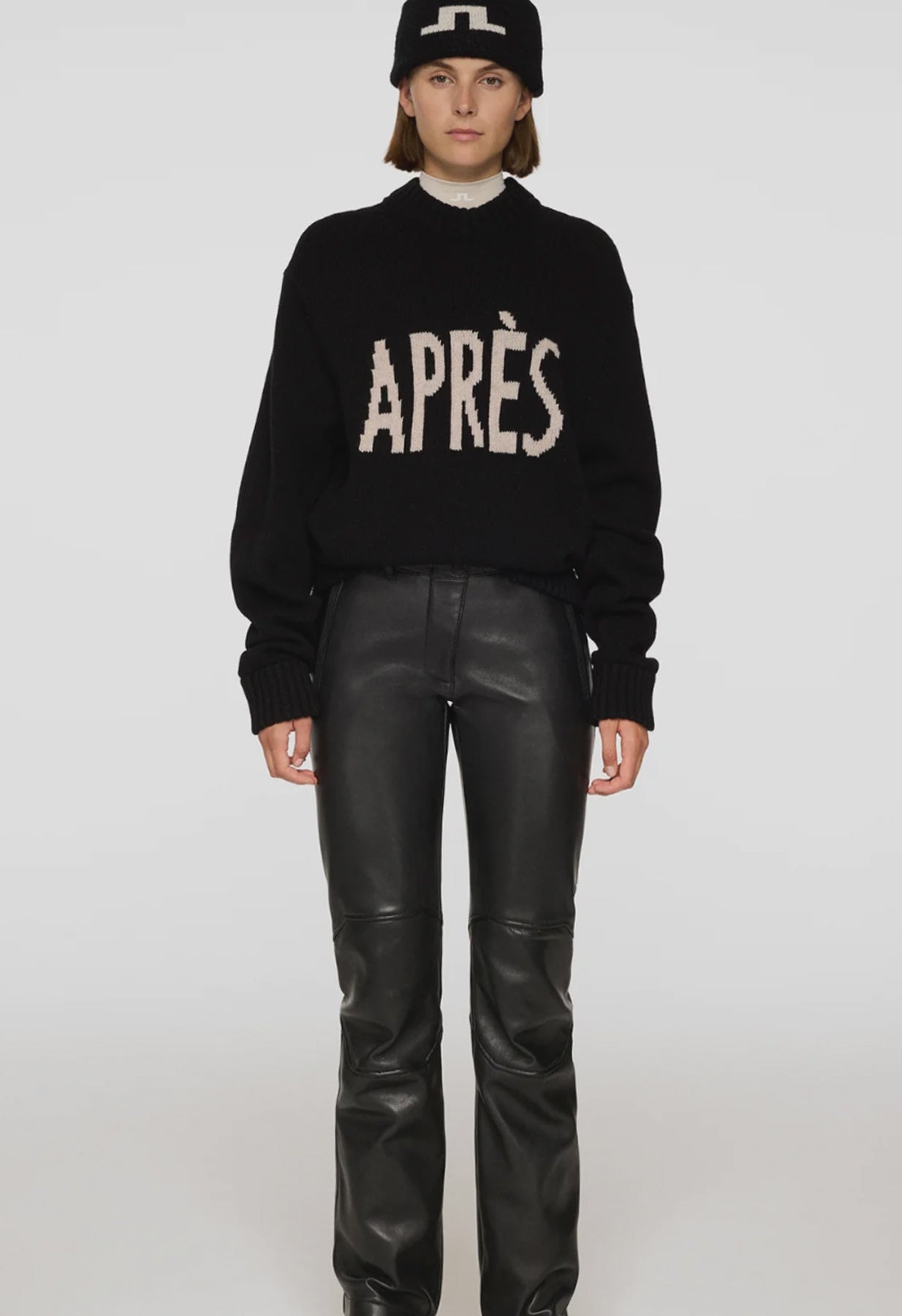 J Lindeberg Nancy Leather Ski Pant in Black