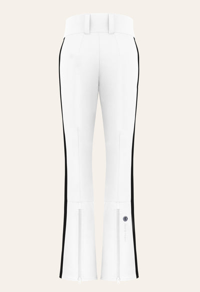 Poivre Blanc 0822 Shorter length Stretch Ski Pant in White and Black Side Stripe