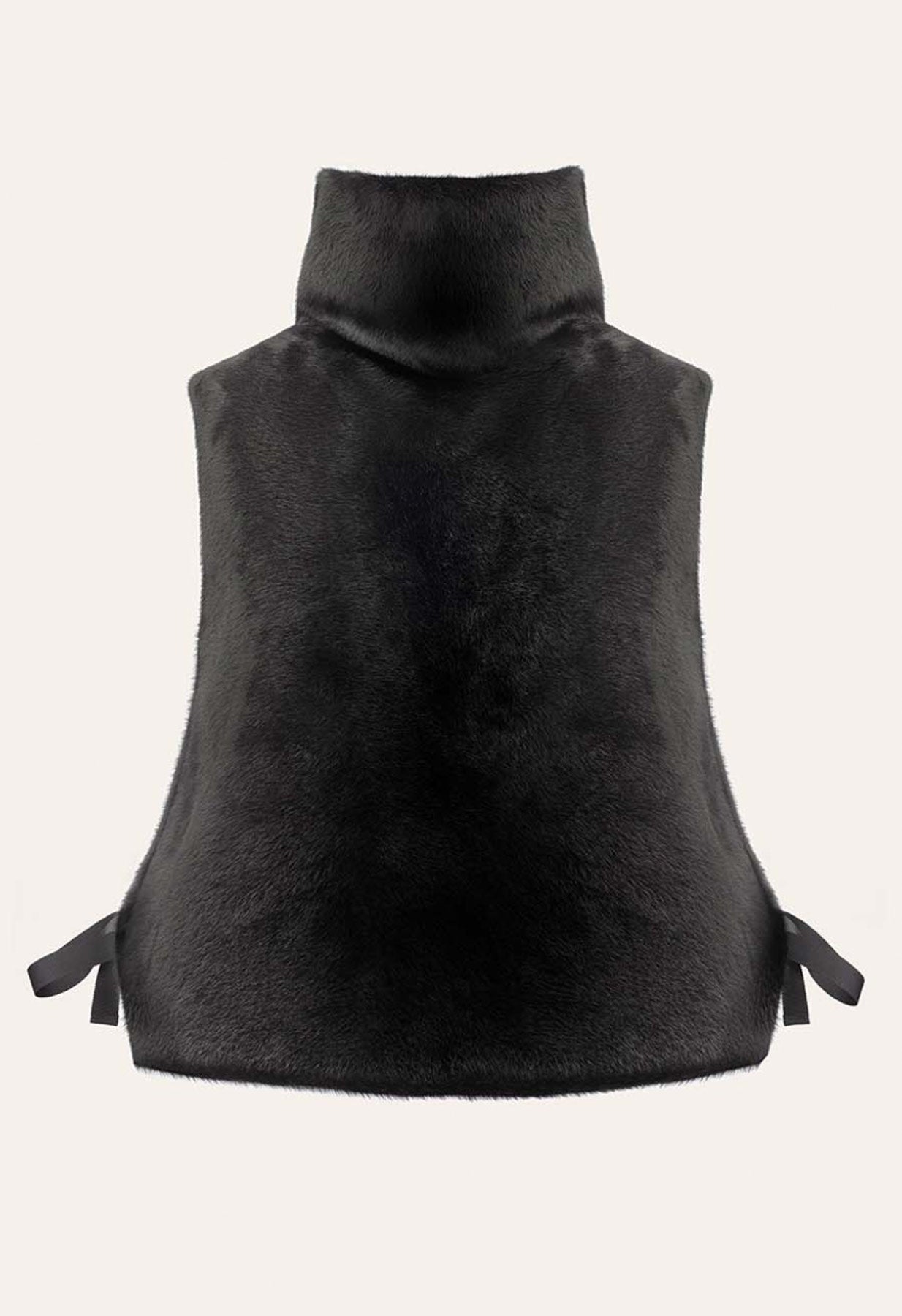 Poivre Blanc Furry Gilet in Black Faux Fur
