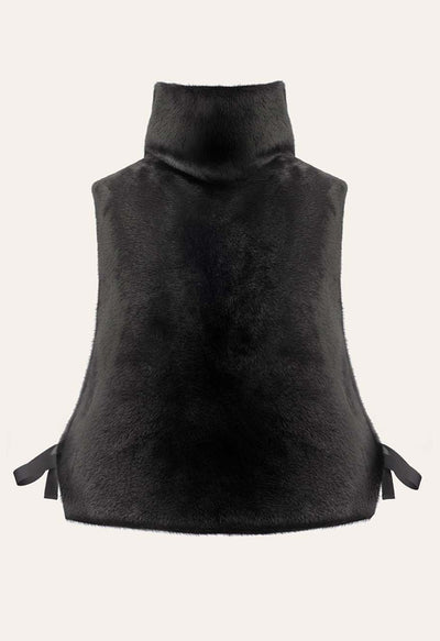 Poivre Blanc Furry Gilet in Black Faux Fur