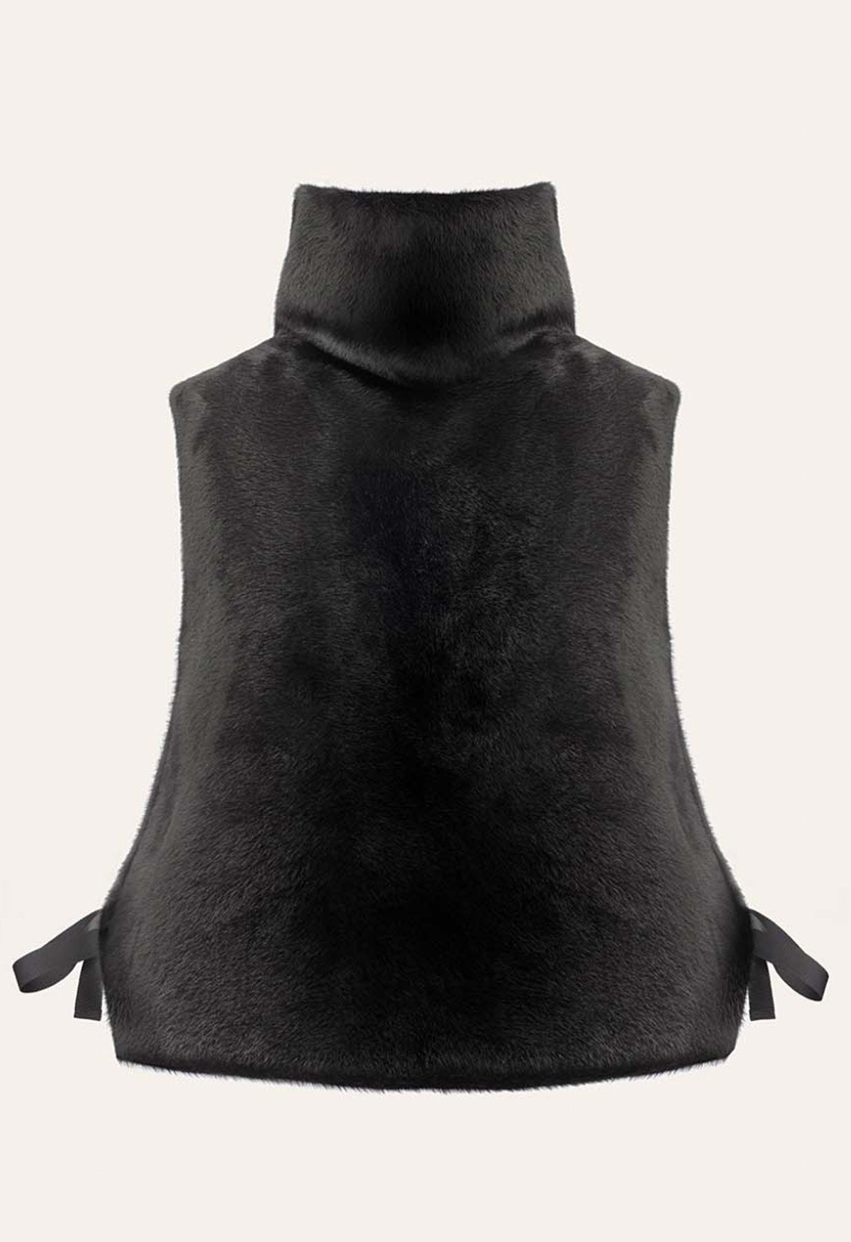 Poivre Blanc Furry Gilet in Black Faux Fur