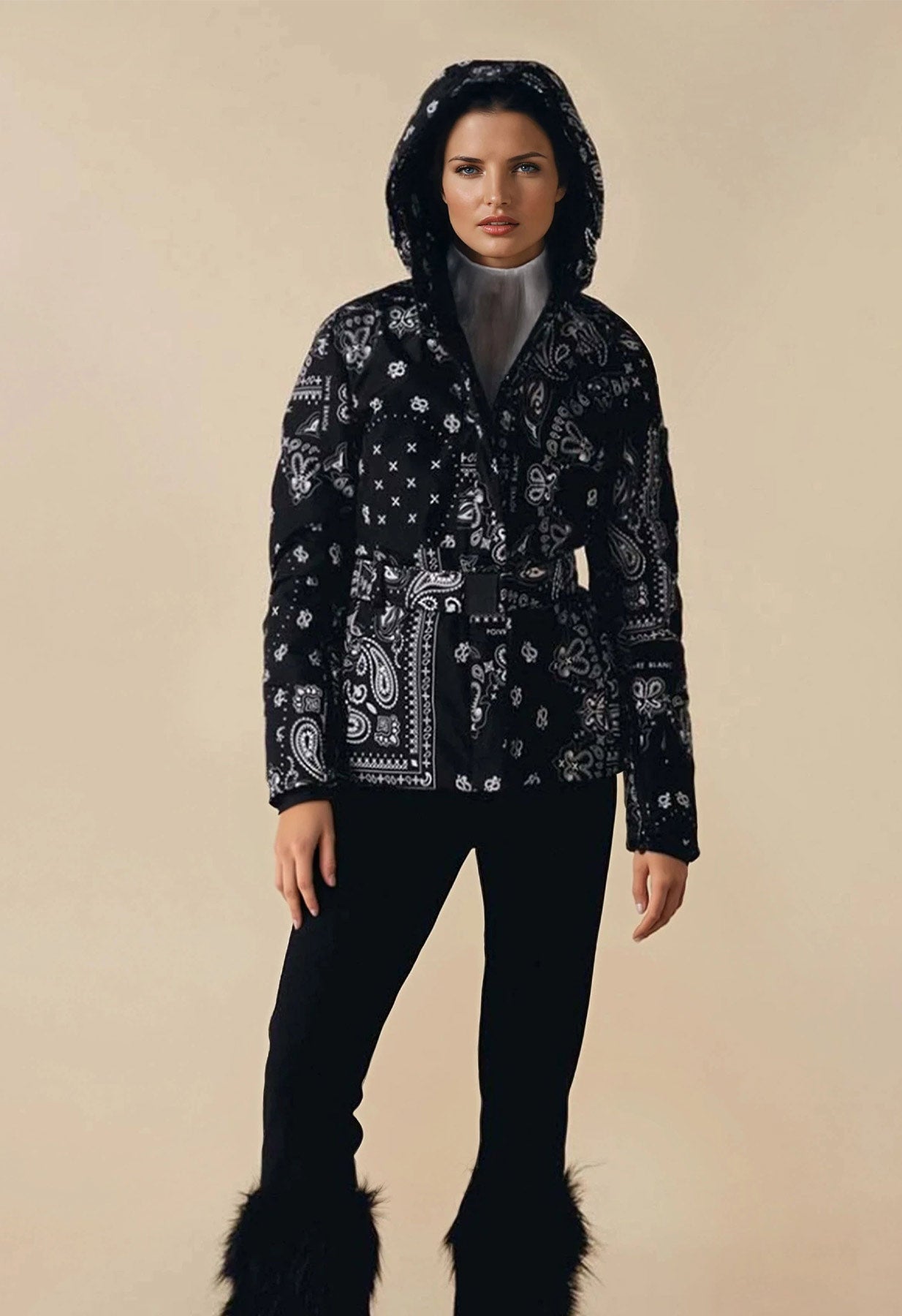 Poivre Blanc Joana Ski Jacket in Black Paisley