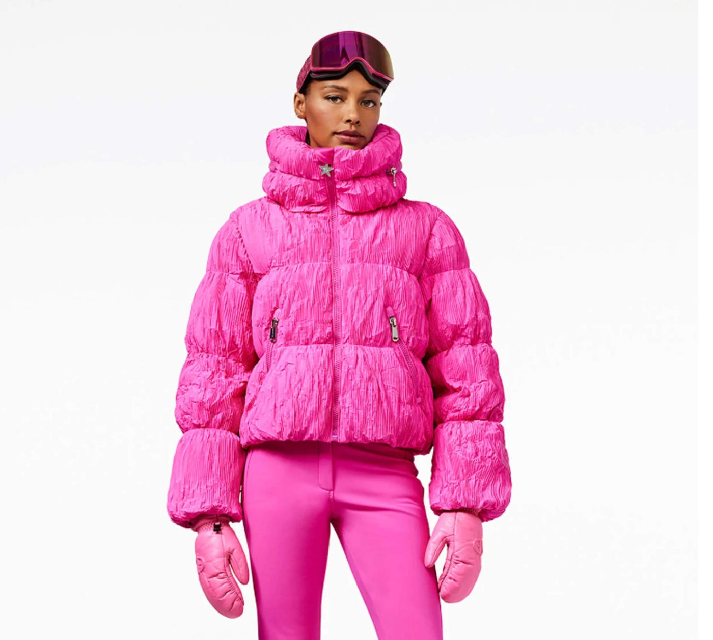 Goldbergh Candyfloss Downfilled Bomber Ski Jacket in Pink
