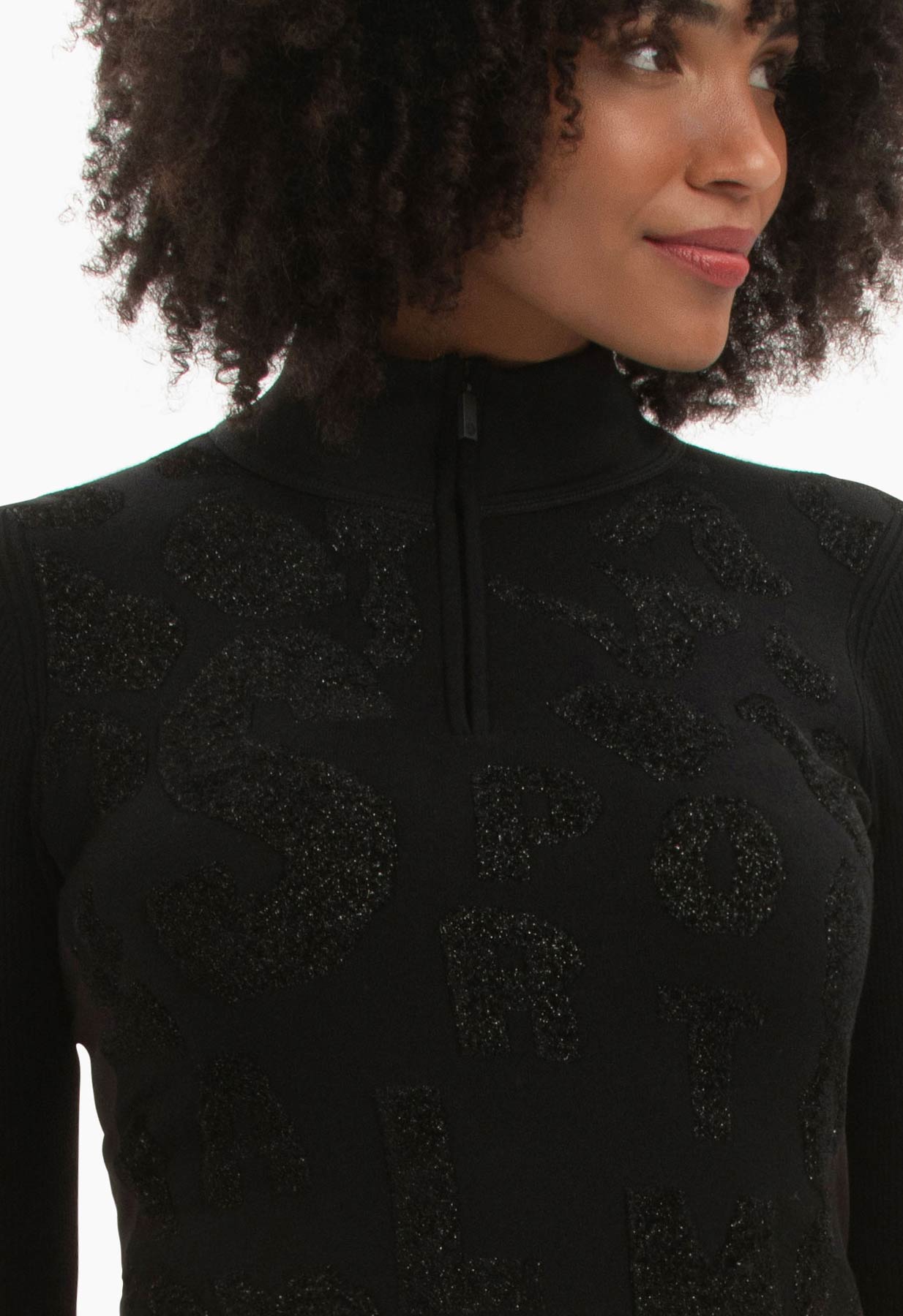 Sportalm Black Ski Base Layer with Lurex Pattern 1824515728