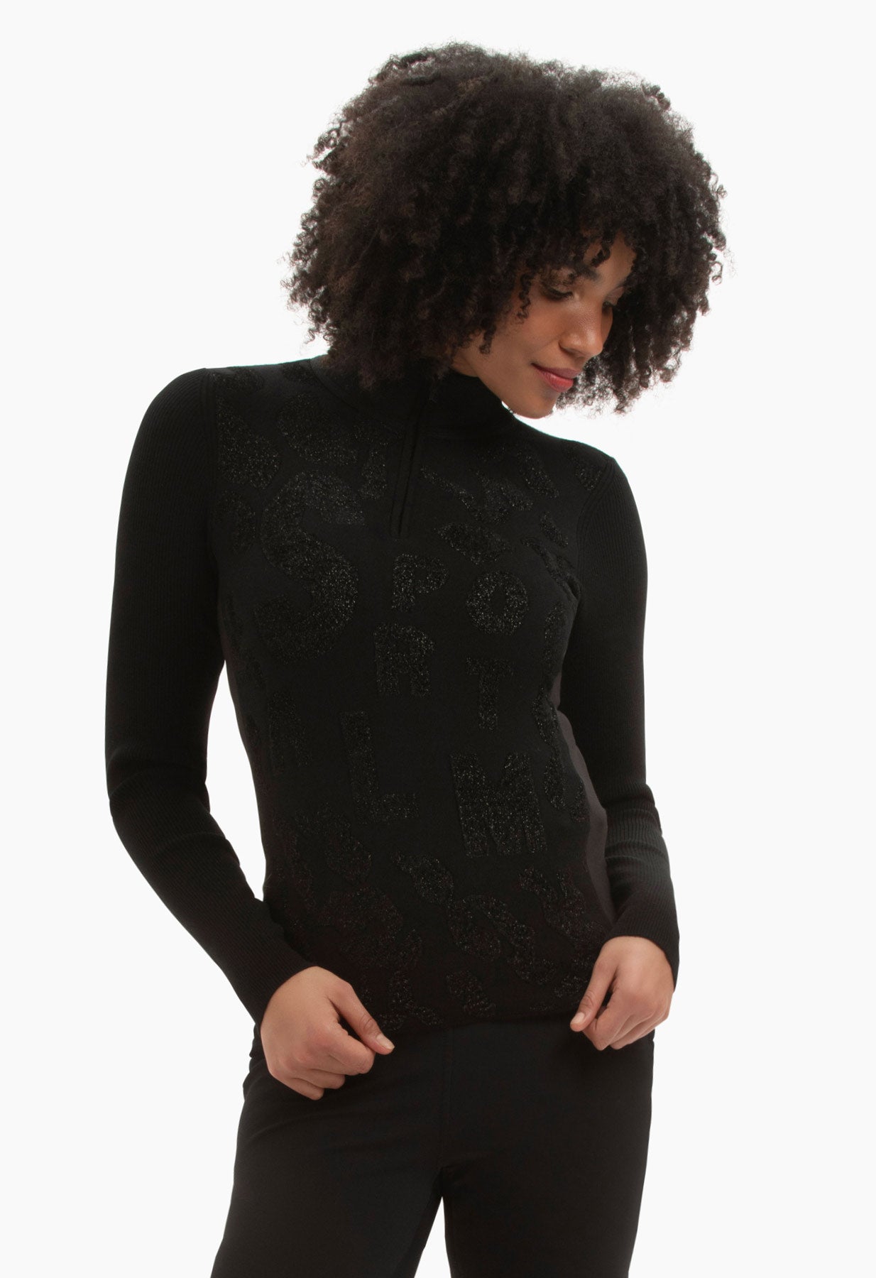 Sportalm Black Ski Base Layer with Lurex Pattern 1824515728