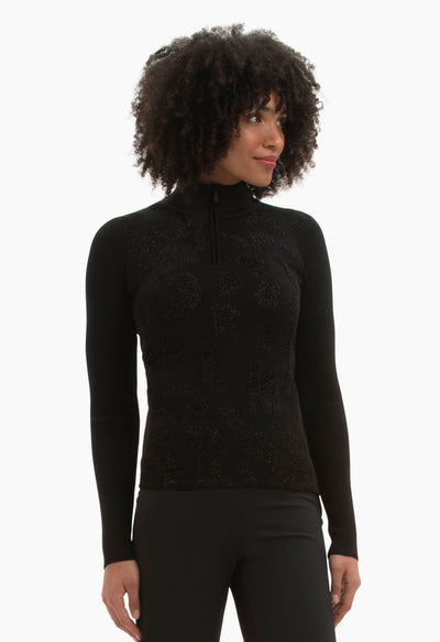 Sportalm Black Ski Base Layer with Lurex Pattern 1824515728