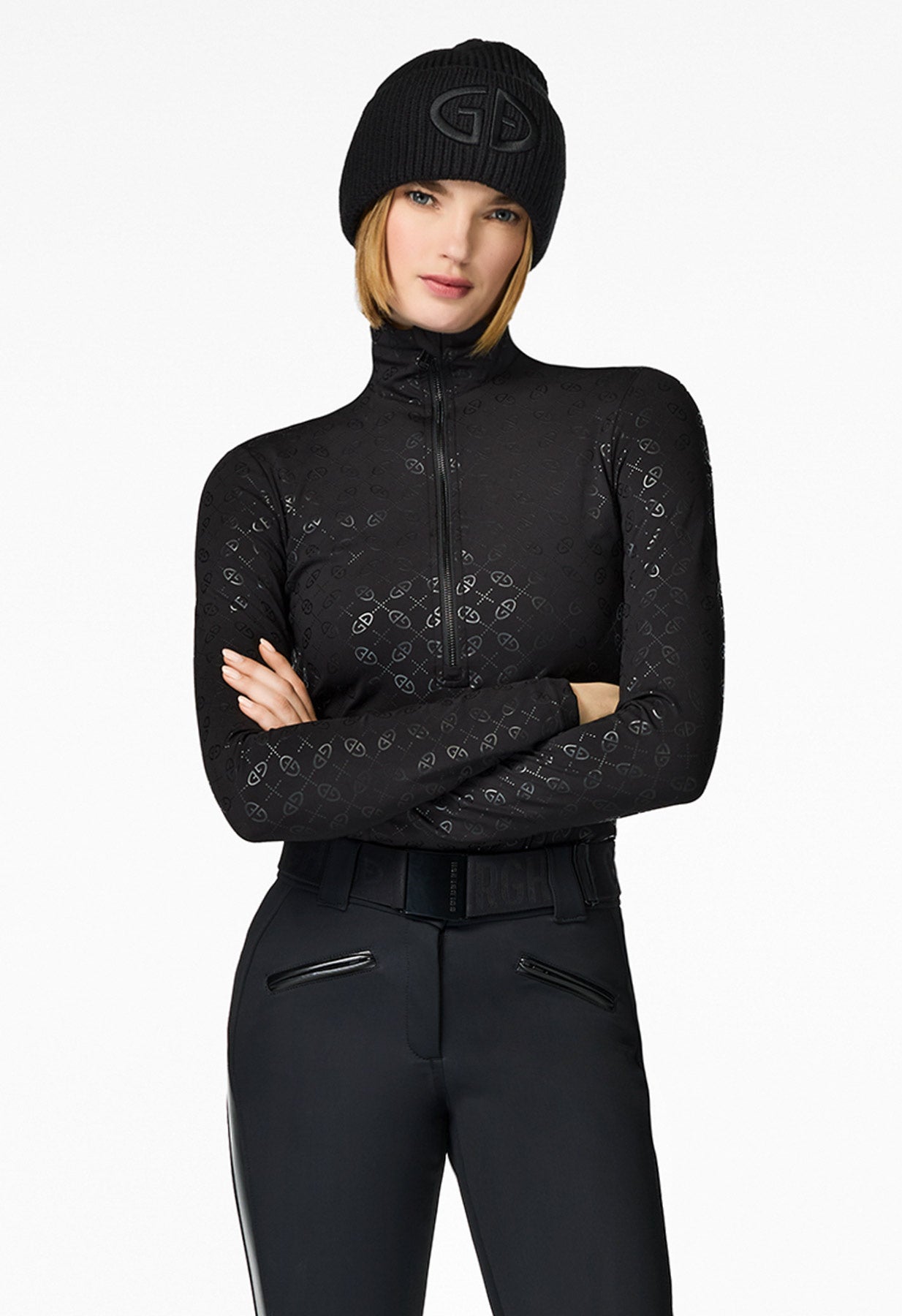 Goldbergh Alessia Black Stretch Ski Pant with Faux Leather Side Seams