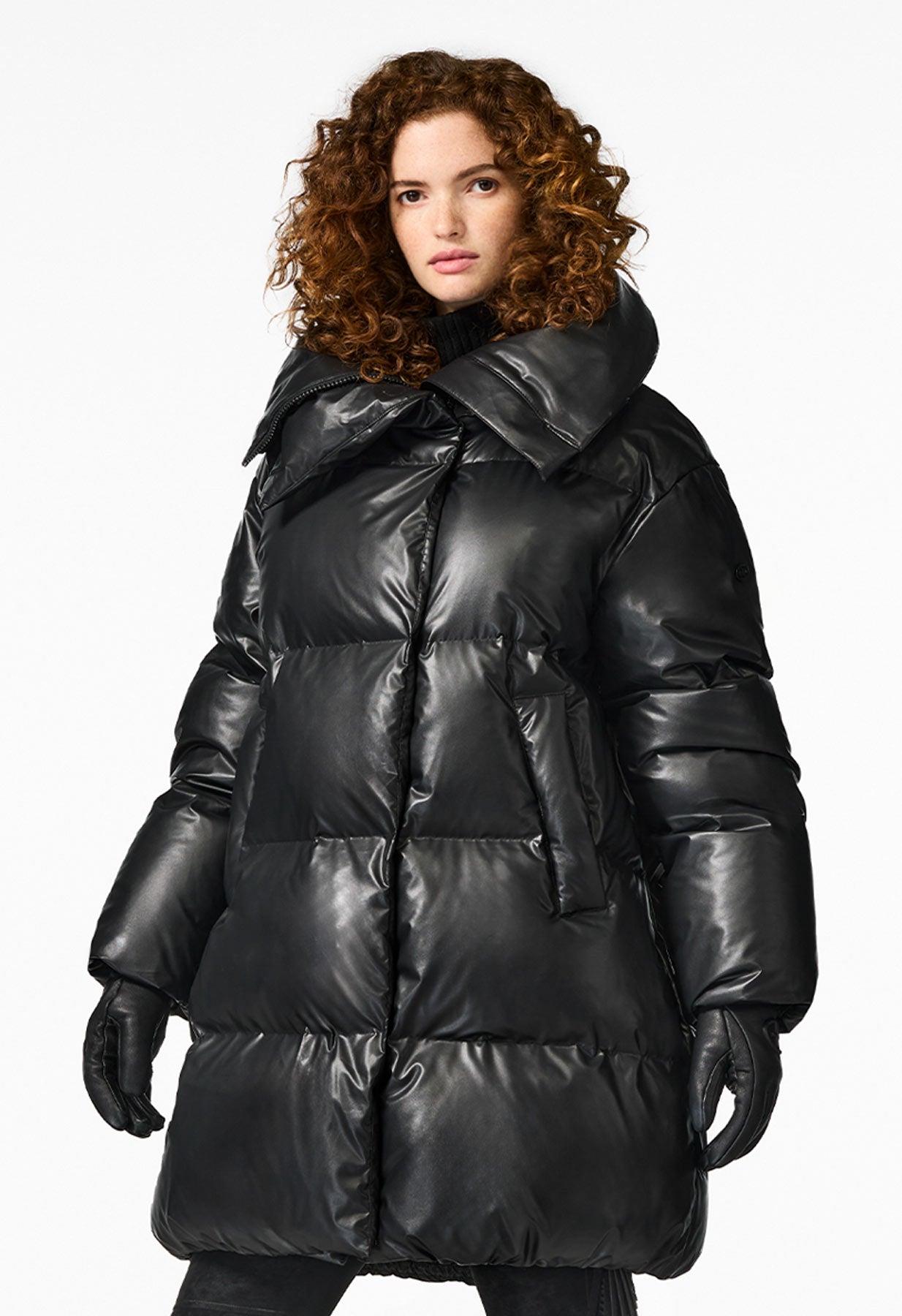 Goldbergh Vive Downfilled Coat in Black Faux Leather