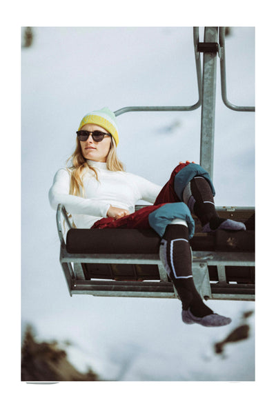 Falke SK4 Energizing Wool Ladies Ski Socks in Black Neon