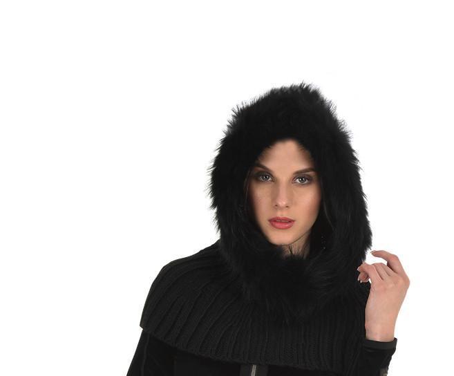 Goldbergh Naomi Wool and Faux Fur Trimmed Snood in Black