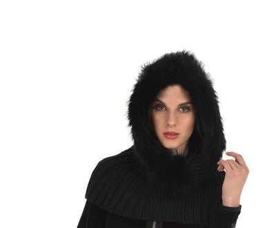 Goldbergh Naomi Wool and Faux Fur Trimmed Snood in Black