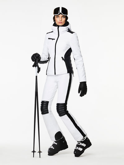 Goldbergh Rocky White Ski Pants with Leather Look Knee Pads