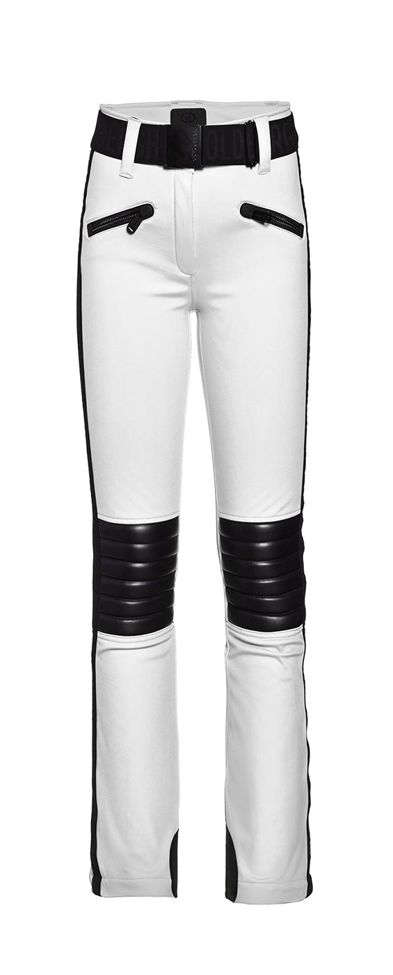 Goldbergh Rocky White Ski Pants with Leather Look Knee Pads
