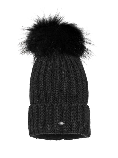 Goldbergh Una Black Fur Pom Pom Hat