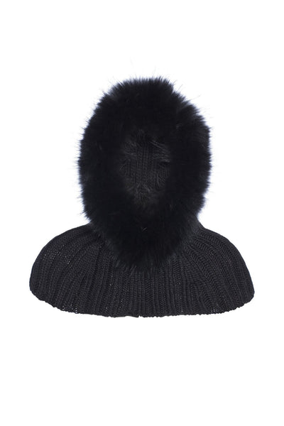 Goldbergh Naomi Wool and Faux Fur Trimmed Snood in Black