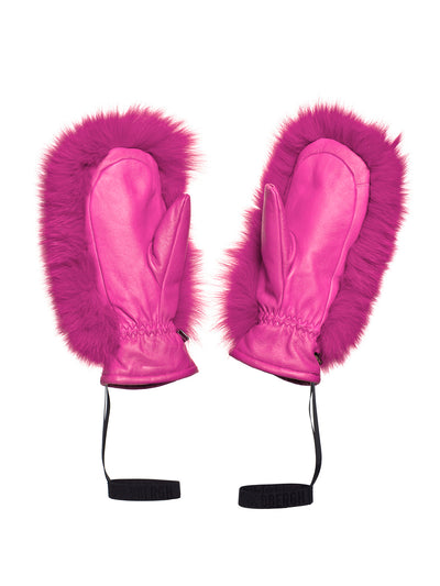 Goldbergh Hill Luxury Faux Fur Mittens in Pink