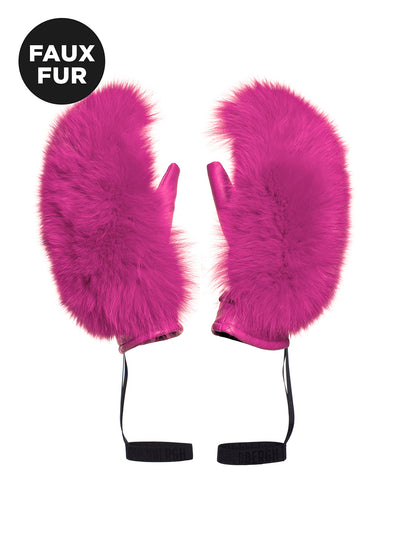 Goldbergh Hill Luxury Faux Fur Mittens in Pink