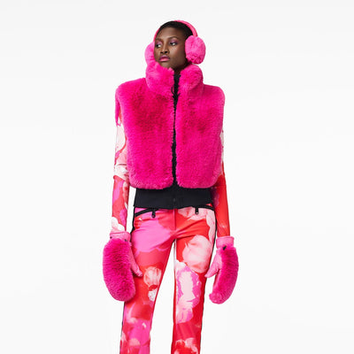 Goldbergh Hill Luxury Faux Fur Mittens in Pink