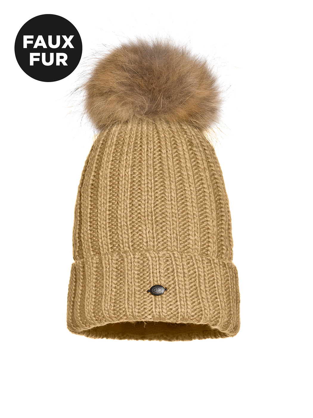 Goldbergh Una Faux Fur Pom Pom Hat in Latte