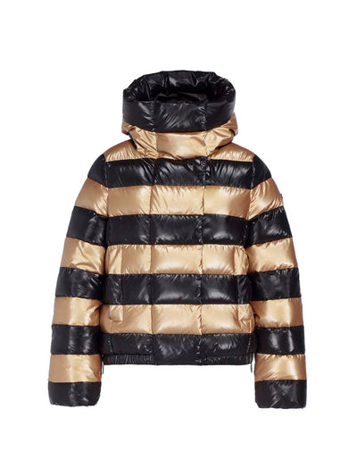 Goldbergh Dazzle Down Ski Jacket in Black and Gold Stripes