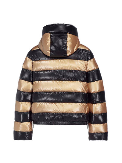 Goldbergh Dazzle Down Ski Jacket in Black and Gold Stripes