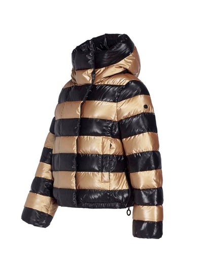 Goldbergh Dazzle Down Ski Jacket in Black and Gold Stripes