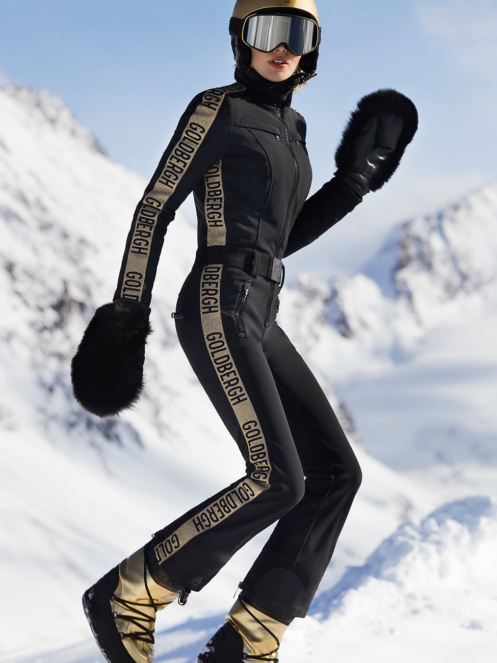 goldbergh ski handschuhe Goldbergh Hill Black Faux Fur Mittens
