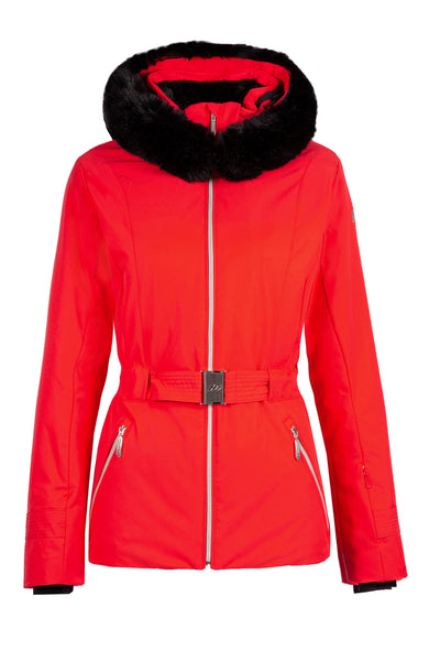 Duvillard Edith Red Ski Jacket with Faux Fur Trim