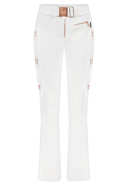 High Society Lani Softshell Ski Pant in White with Bronze