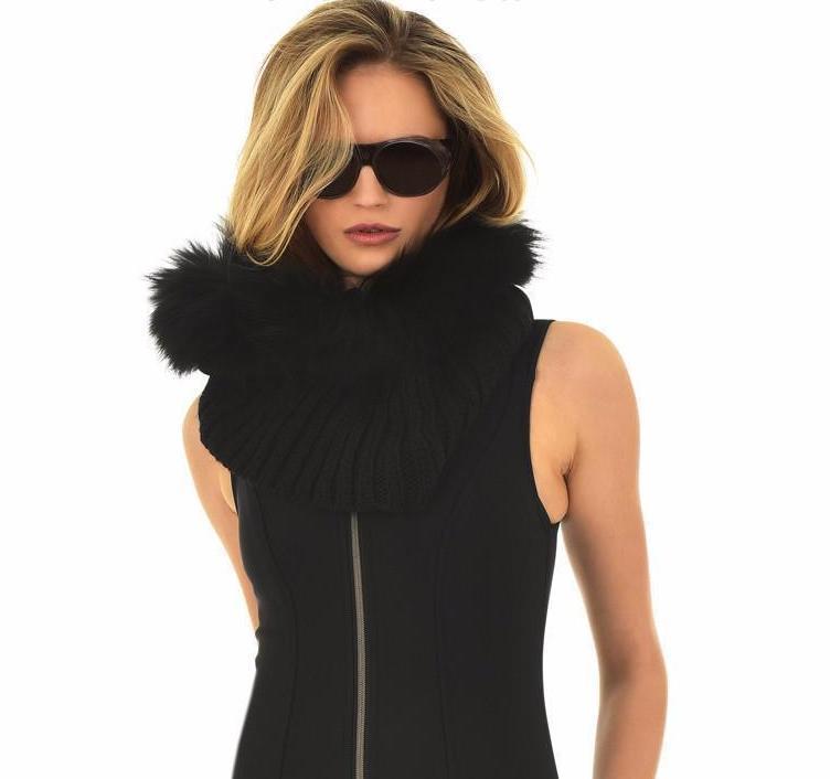 Goldbergh Naomi Wool and Faux Fur Trimmed Snood in Black