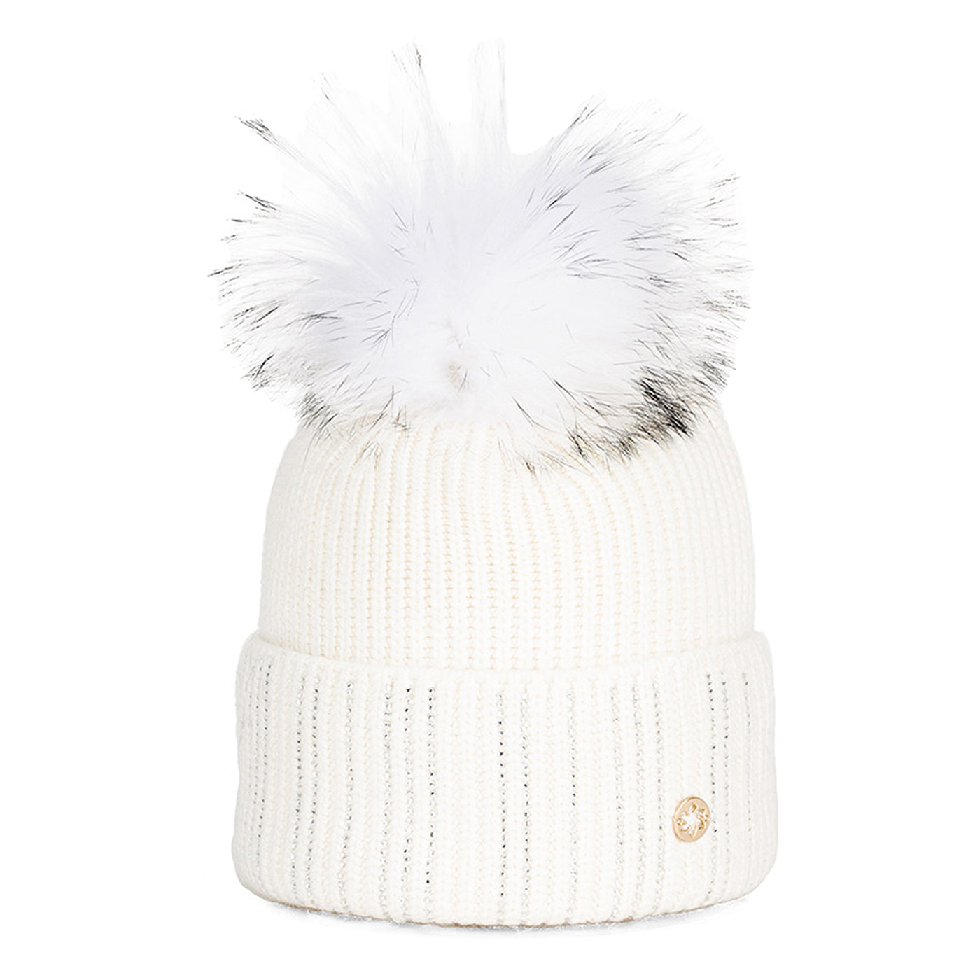 Granadilla Doutey Hat in White with Fur Pom Pom