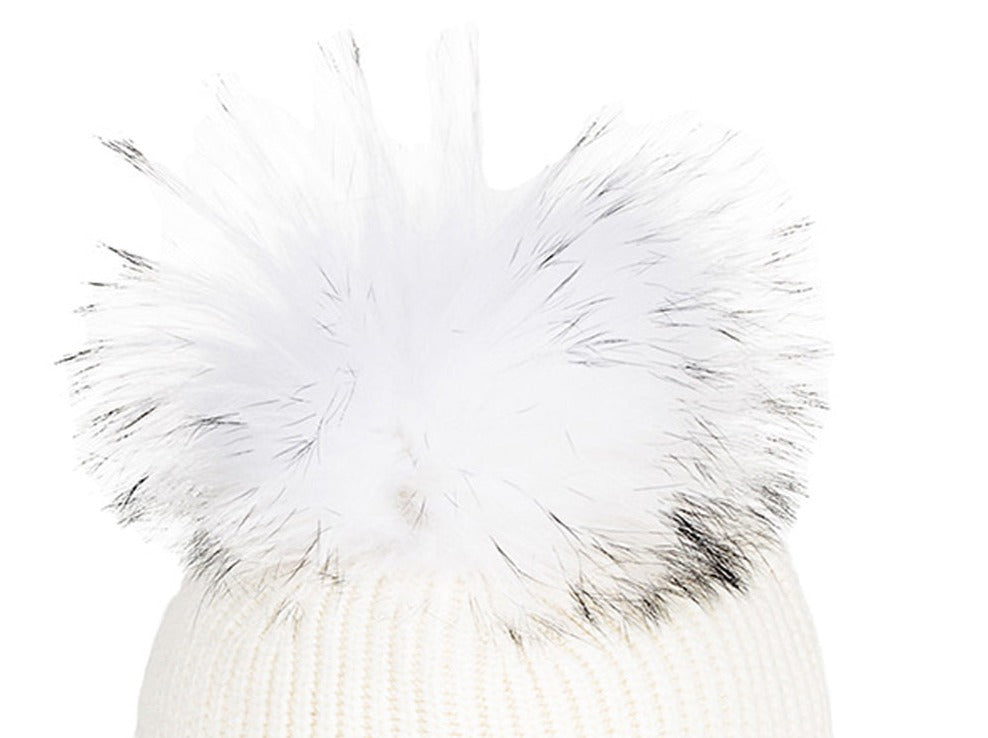 Granadilla Doutey Hat in White with Fur Pom Pom