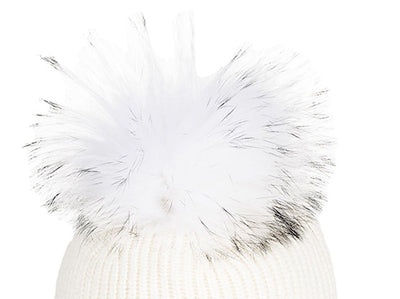 Granadilla Doutey Hat in White with Fur Pom Pom