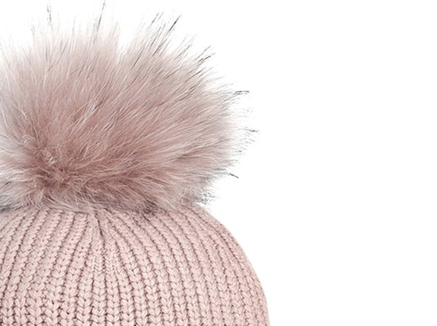 Granadilla Doutey Hat in Pale Pink with Fur Pom Pom