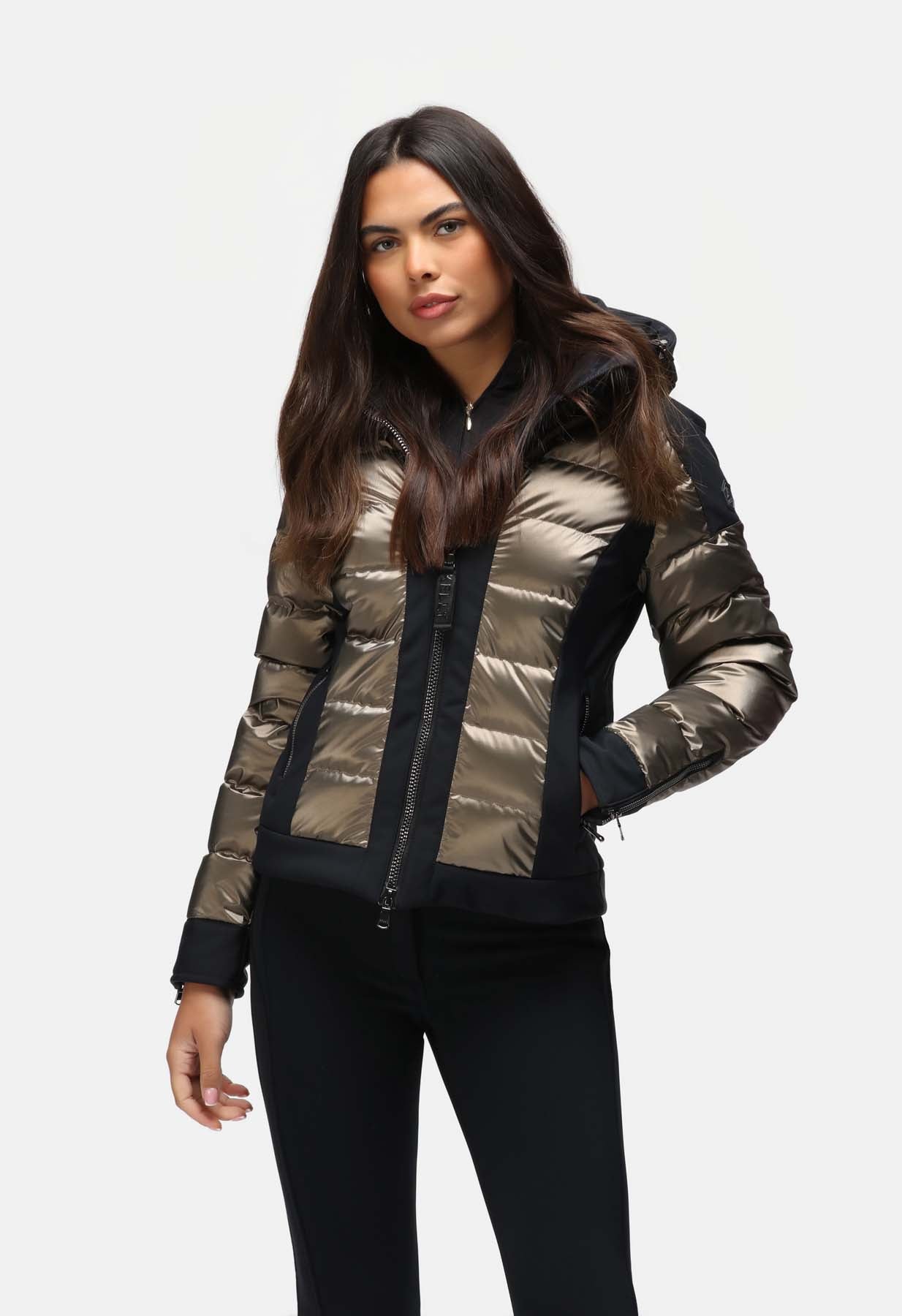 Kelly by Sissy Paris Softshell Ski Jacket in Black and Bronze