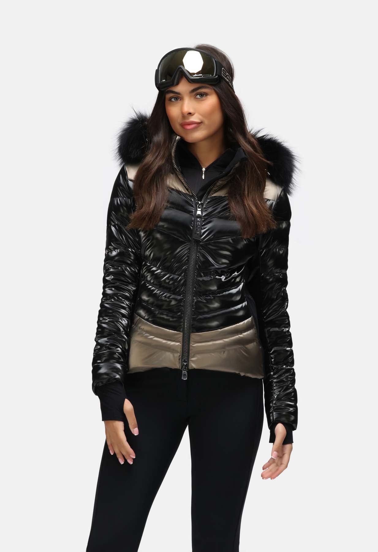 Kelly by Sissy Cosima Black Ski Jacket with Fur Trim