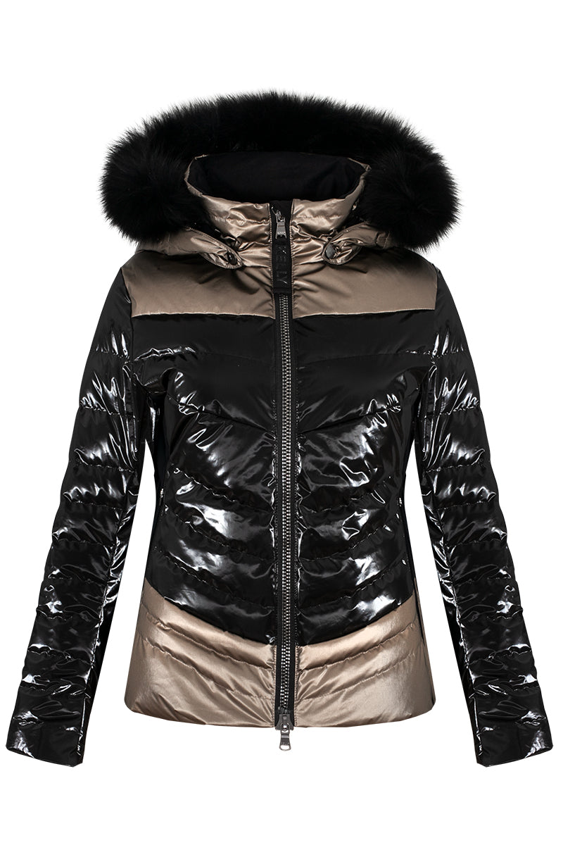 Kelly by Sissy Cosima Black Ski Jacket with Fur Trim