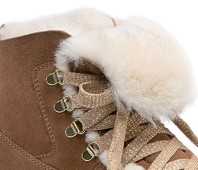 OLANG Aurora Shearling and Suede Winter Boots in Tan