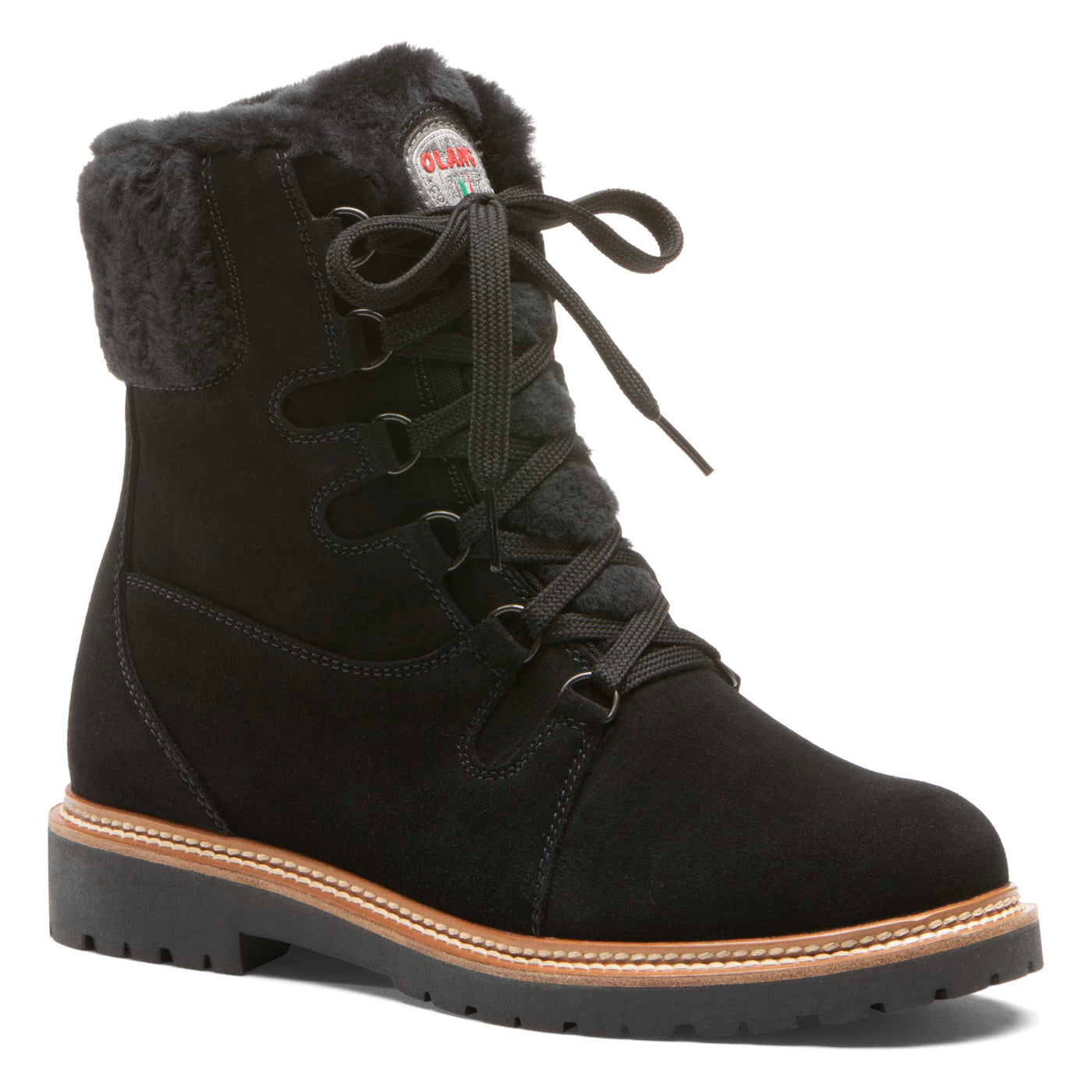 OLANG Meribel Winter Boots in Black Shearling and Hydro Suede