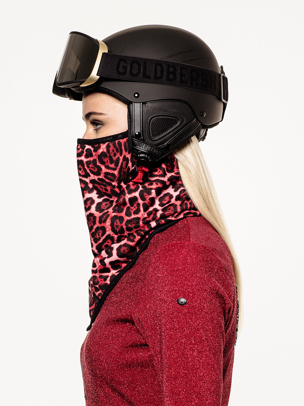 Goldbergh Marf Red Leopard Print Face Mask
