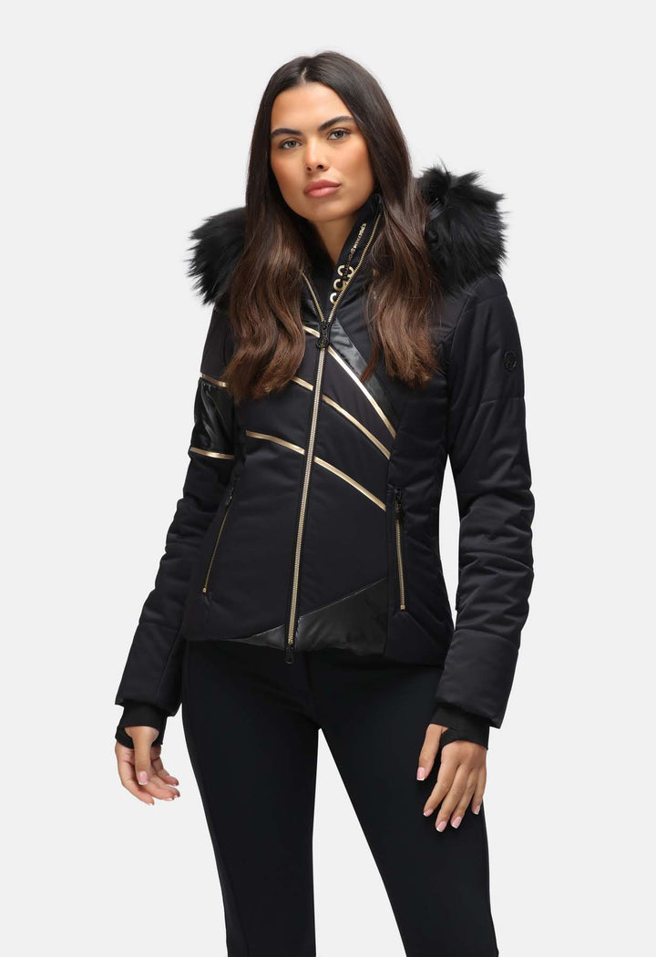 Sportalm Black and Gold Ski Jacket in Black Winternational