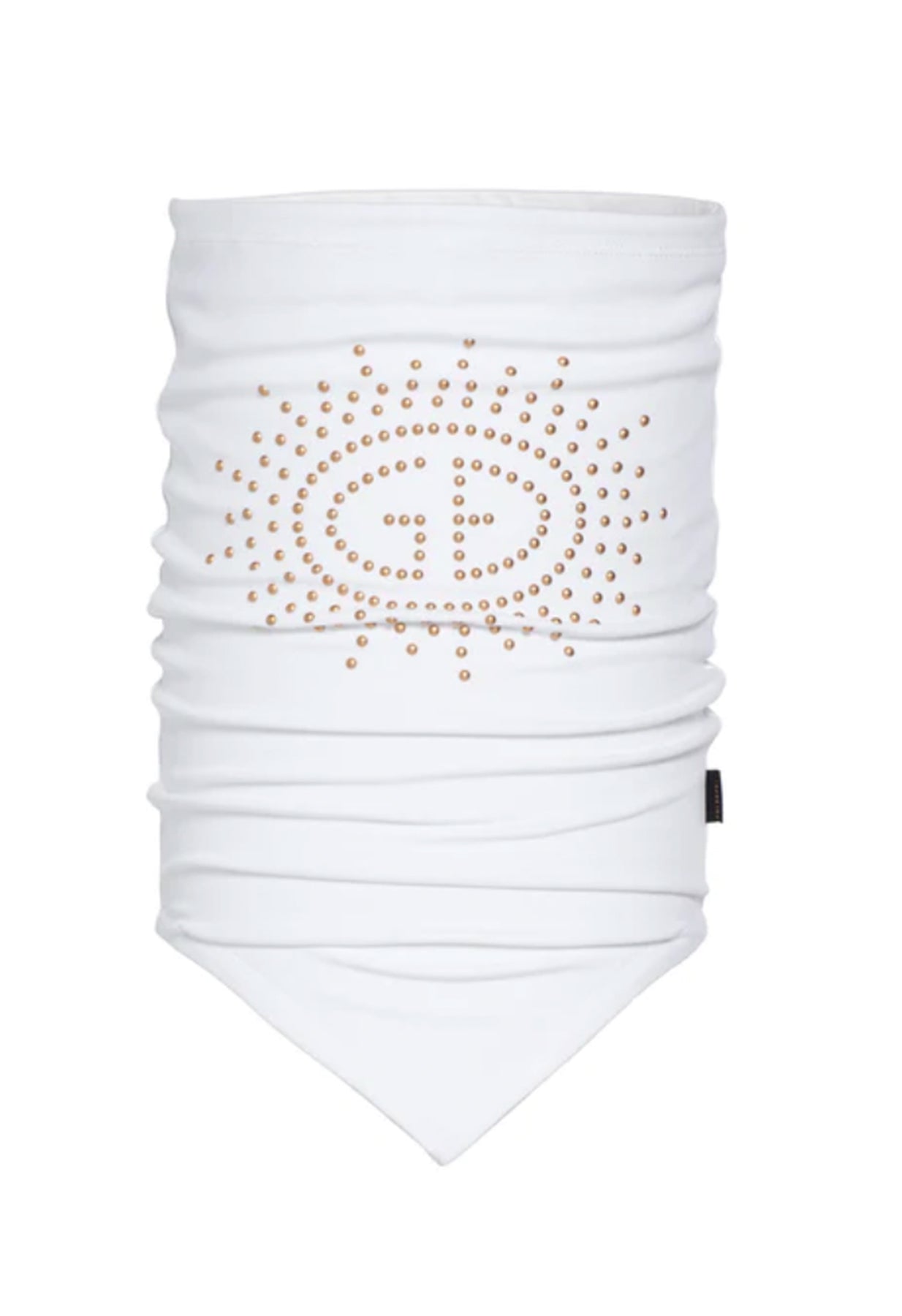 Goldbergh Stud Scarf Neckwarmer in White with Gold Studs